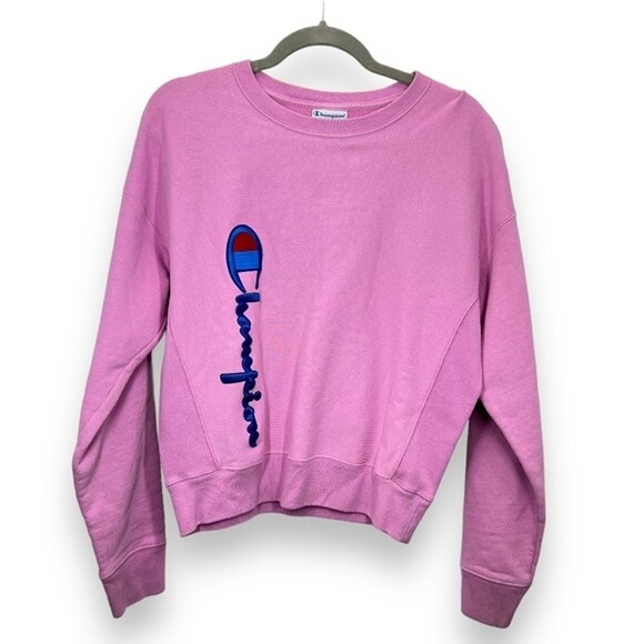 Champion Reverse Weave Bubblegum Pink Crew Neck Sweatshirt Women's M - Picture 1 of 7